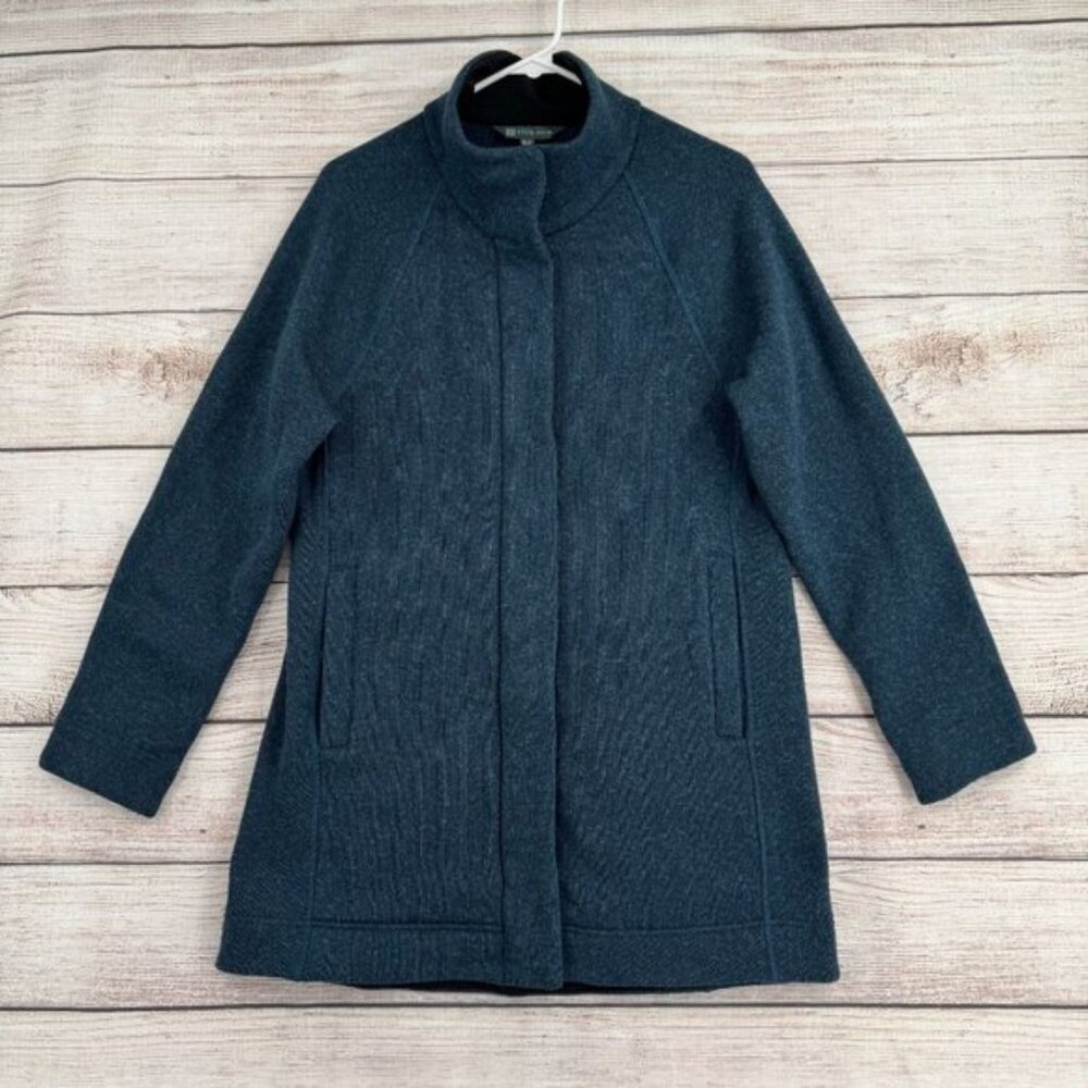 Title Nine Zip Up Swacket Jacket Women's Size‎ Medium Blue Snap Zip Close